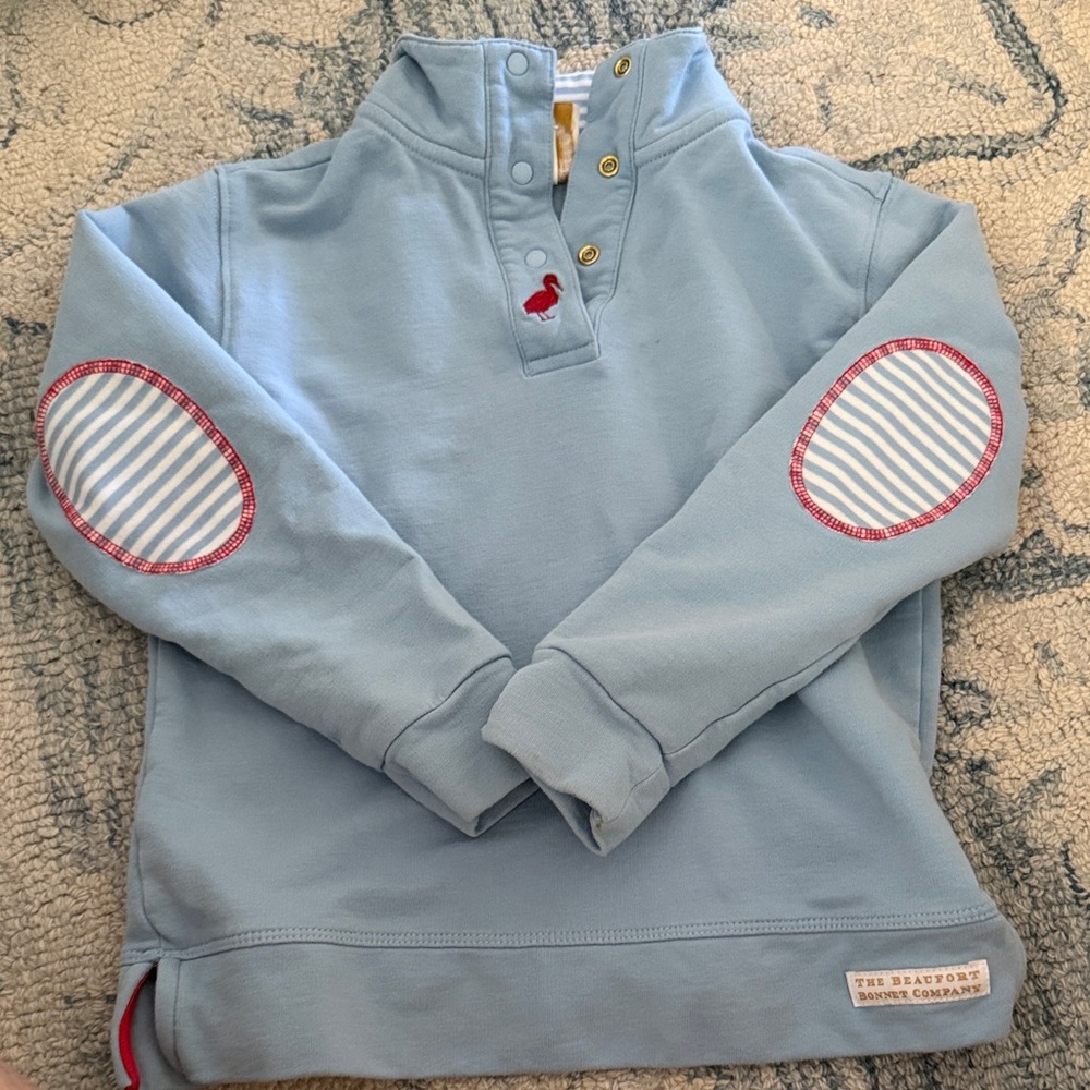 The Beaufort Bonnet Company Blue Pullover with Striped Patches
